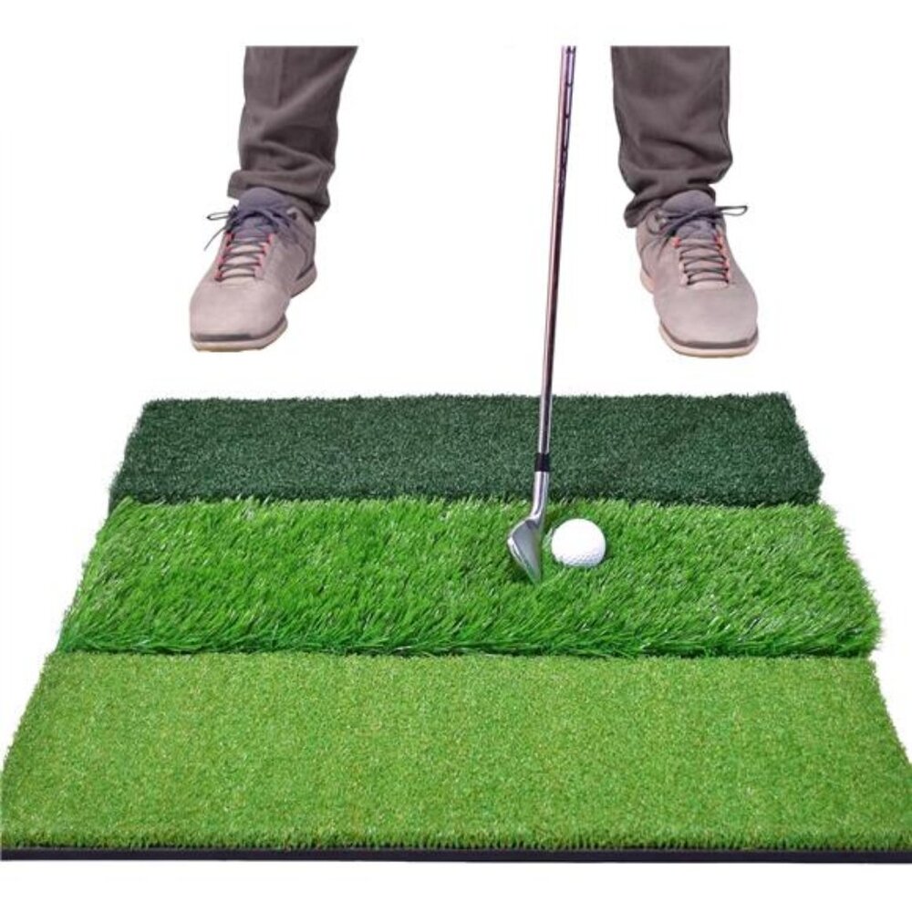 GoSports Tri-Turf XL Golf Practice Hitting Mat - Huge 24 Inch x 24 Inch for